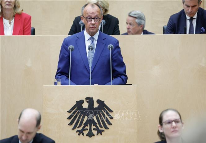 Thủ tướng Đức Friedrich Merz phát biểu tại phiên họp của Thượng viện Đức (Bundesrat) tại Berlin, ngày 11/7/2025. Ảnh: DPA/TTXVN