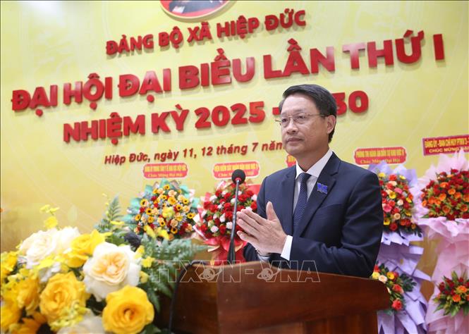 Đồng chí Ngô Xuân Thắng, Phó Bí thư Thành ủy Đà Nẵng phát biểu chỉ đạo đại hội. Ảnh: Trần Lê Lâm - TTXVN 