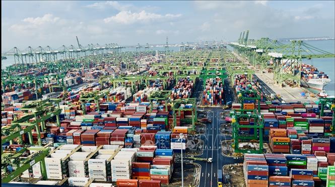 Cảng Pasir Panjang của Singapore là một trong những cảng có công nghệ tự động hóa hàng đầu thế giới. Ảnh: Đỗ Vân - PV TTXVN tại Singapore