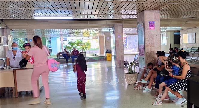 Phòng đăng ký khám bệnh tại Bệnh viện Nhi William Soler, thủ đô La Habana, Cuba. Ảnh: Phi Hùng - PV TTXVN tại Mỹ Latinh.
