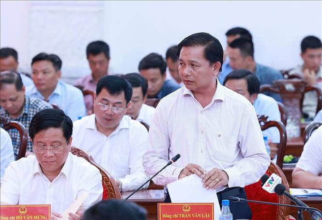 Chủ tịch Uỷ ban nhân dân thành phố Cần Thơ Trần Văn Lâu phát biểu. Ảnh: Dương Giang-TTXVN
