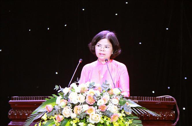 Phó Bí thư Tỉnh ủy Bắc Ninh Nguyễn Hương Giang phát biểu tại Chương trình. Ảnh: Thái Hùng - TTXVN
