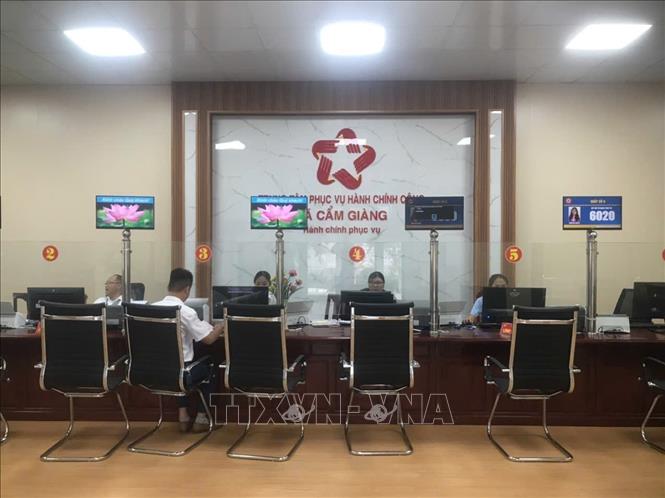 Trung tâm Phục vụ hành chính công xã Cẩm Giàng - xã xa nhất vùng ven thành phố. Ảnh: Tiến Vĩnh – TTXVN