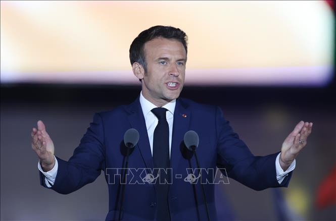 (Tư liệu) Tổng thống Pháp Emmanuel Macron phát biểu tại Paris. Ảnh: THX/TTXVN