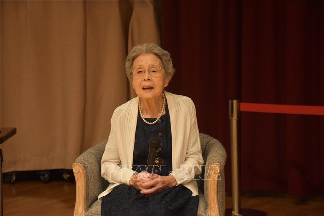 Cụ Yoshiko Kajimoto, 94 tuổi, hibakusha tại Hiroshima nhớ lại khoảnh khắc khiến người dân nơi đây bước sang một ngã rẽ kinh hoàng. Ảnh: Nguyễn Tuyến – PV TTXVN tại Nhật Bản