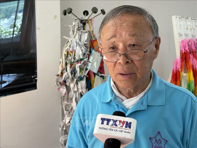 Ông Ikeda Matsuyoshi, một hibakusha tại Nagasaki, vẫn nhớ rõ từng khoảnh khắc đau thương trong ngày 9/8/1945. Ảnh: Nguyễn Tuyến – PV TTXVN tại Nhật Bản