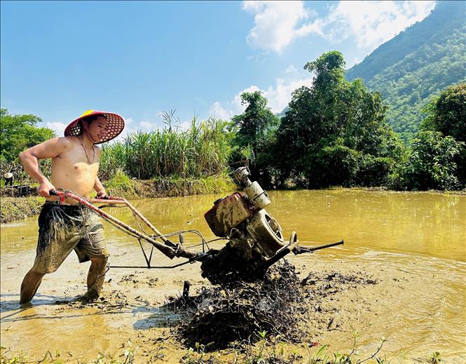 A Mong man working the land for the new rice season. VNA Photo: Đức Thọ