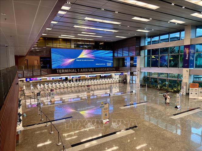 Hệ thống nhập cảnh tự động tại sân bay Changi (Singapore). Ảnh: Đỗ Vân - PV TTXVN tại Singapore