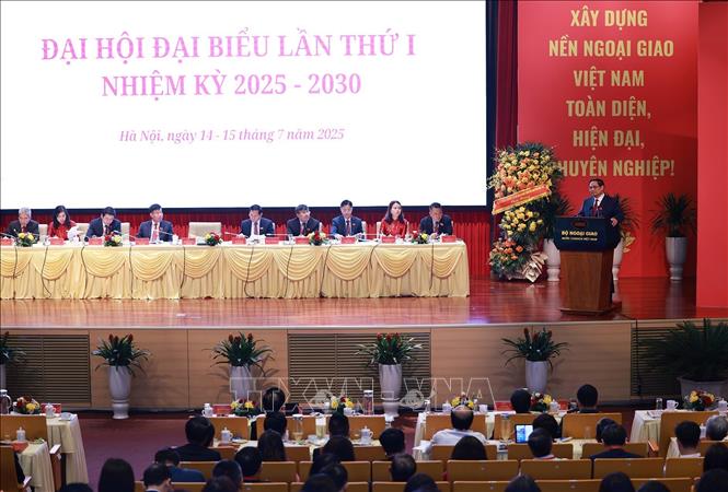 Thủ tướng Phạm Minh Chính phát biểu chỉ đạo tại Đại hội đại biểu Đảng bộ Bộ Ngoại giao lần thứ nhất, nhiệm kỳ 2025-2030. Ảnh: Dương Giang-TTXVN
