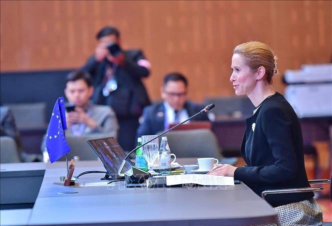Bà Kaja Kallas, Đại diện cấp cao Liên minh châu Âu (EU) về đối ngoại và chính sách an ninh Hội nghị Bộ trưởng Ngoại giao ASEAN - EU ngày 11/7 tại Malaysia. Ảnh: TTXVN phát
