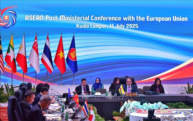Hội nghị Bộ trưởng Ngoại giao ASEAN - Liên minh châu Âu ngày 11/7/2025 tại Malaysia. Ảnh: TTXVN phát 