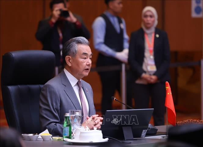 Bộ trưởng Ngoại giao Trung Quốc Vương Nghị tại Hội nghị Bộ trưởng Ngoại giao ASEAN - Trung Quốc ngày 10/7 tại Malaysia. Ảnh: TTXVN phát
