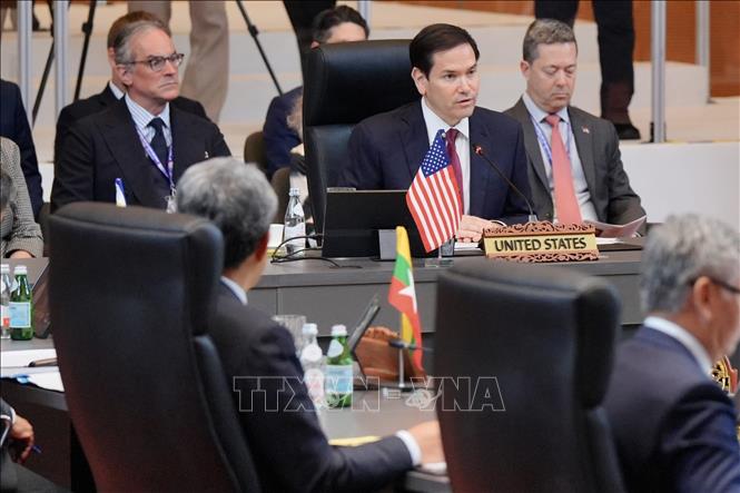 Ngoại trưởng Mỹ Marco Rubio tại Hội nghị Bộ trưởng Ngoại giao ASEAN - Mỹ ngày 10/7/2025 tại Malaysia. Ảnh: TTXVN phát 
