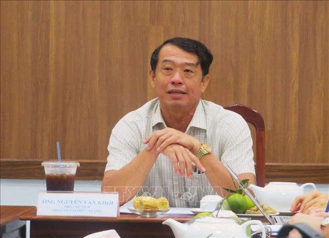 Ông Nguyễn Văn Khởi, Phó Chủ tịch UBND thành phố Cần Thơ phát biểu tại buổi làm việc. Ảnh: Ánh Tuyết - TTXVN