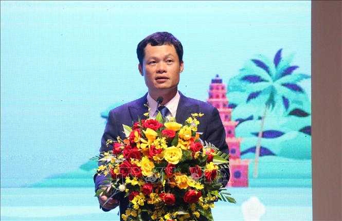 Ông Đỗ Quốc Hưng, Phó Vụ trưởng Vụ Phát triển thị trường nước ngoài (Bộ Công Thương) phát biểu tại Hội nghị. Ảnh: Thu Hương - TTXVN