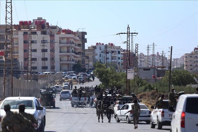 Các lực lượng an ninh Syria tại thành phố Sweida ngày 15/7/2025. Ảnh: THX/TTXVN