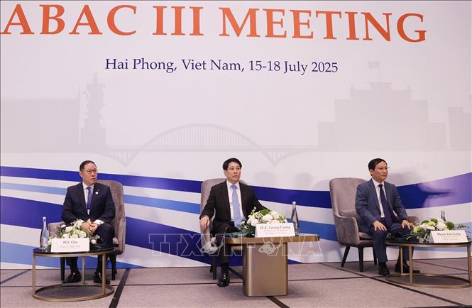 Chủ tịch nước Lương Cường dự Phiên khai mạc Kỳ họp lần thứ 3 Hội đồng Tư vấn Kinh doanh APEC (ABAC III). Ảnh: Lâm Khánh – TTXVN