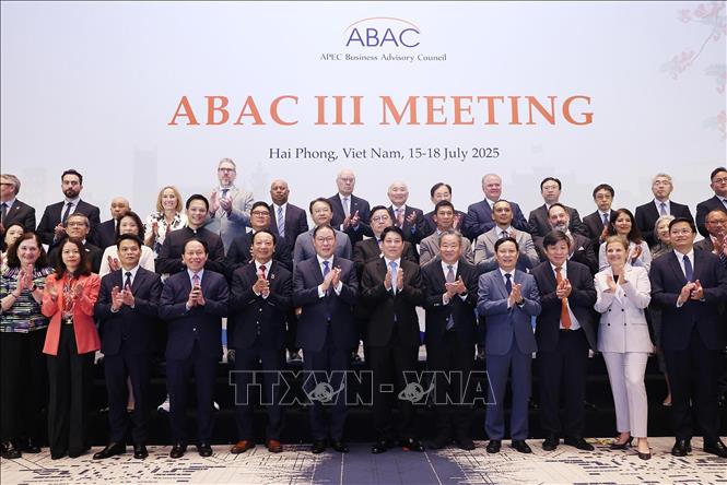 Chủ tịch nước Lương Cường và các đại biểu chụp ảnh chung tại Phiên khai mạc Kỳ họp lần thứ 3 Hội đồng Tư vấn Kinh doanh APEC (ABAC III). Ảnh: Lâm Khánh – TTXVN