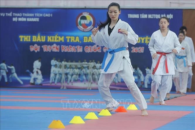 Toàn đội đang nỗ lực tập luyện để chuẩn bị cho các giải đấu lớn trong năm, bên cạnh đó ban huấn luyện đánh giá các võ sĩ trong quá trình chuẩn bị để khi bước vào SEA Games 33, đội tuyển có được lực lượng tốt nhất, có điểm rơi phong độ cao tại SEA Games. Ảnh: Minh Quyết - TTXVN