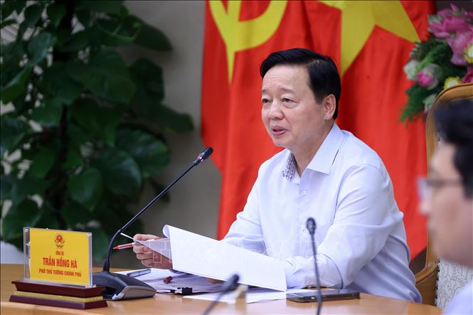 Phó Thủ tướng Trần Hồng Hà phát biểu chỉ đạo cuộc họp. Ảnh: Văn Điệp – TTXVN