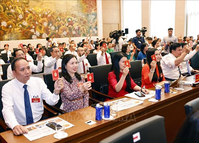 Đại biểu biểu quyết thông qua chương trình Đại hội. Ảnh: Doãn Tấn - TTXVN