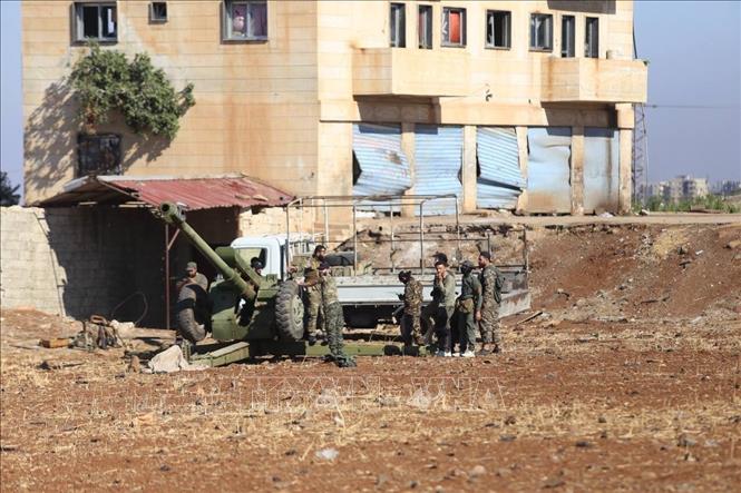 Lực lượng an ninh Syria được triển khai tại thành phố Sweida, Syria, ngày 15/7/2025. Ảnh: THX/TTXVN