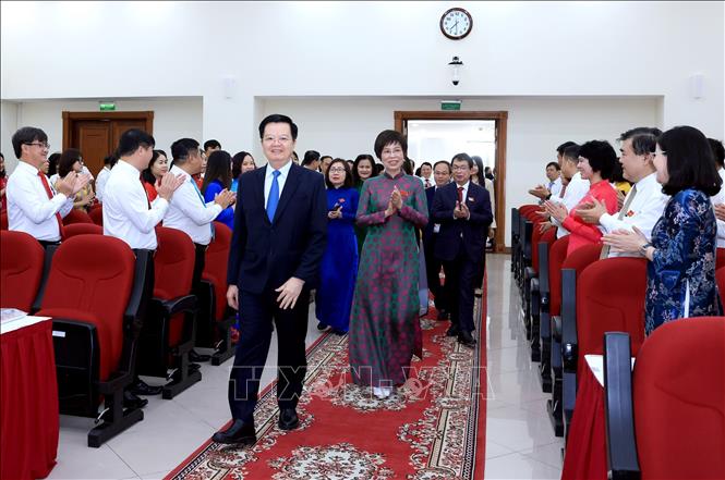 Đồng chí Mai Văn Chính, Uỷ viên Trung ương Đảng, Uỷ viên Ban Thường vụ Đảng uỷ Chính phủ, Phó Thủ tướng Chính phủ đến dự Đại hội Đảng bộ TTXVN lần thứ 27, nhiệm kỳ 2025 - 2030. Ảnh: Tuấn Anh- TTXVN 