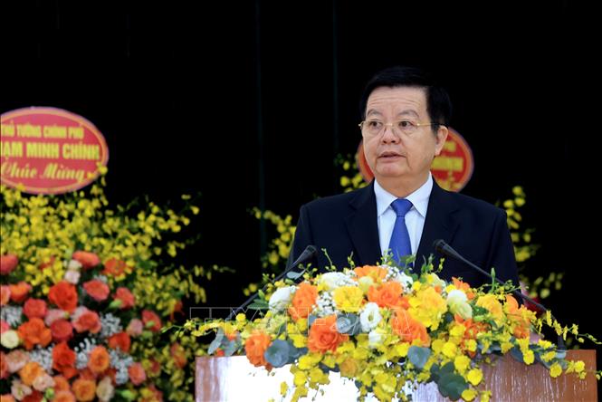 Đồng chí Mai Văn Chính, Uỷ viên Trung ương Đảng, Uỷ viên Ban Thường vụ Đảng uỷ Chính phủ, Phó Thủ tướng Chính phủ phát biểu chỉ đạo Đại hội. Ảnh: Tuấn Anh - TTXVN