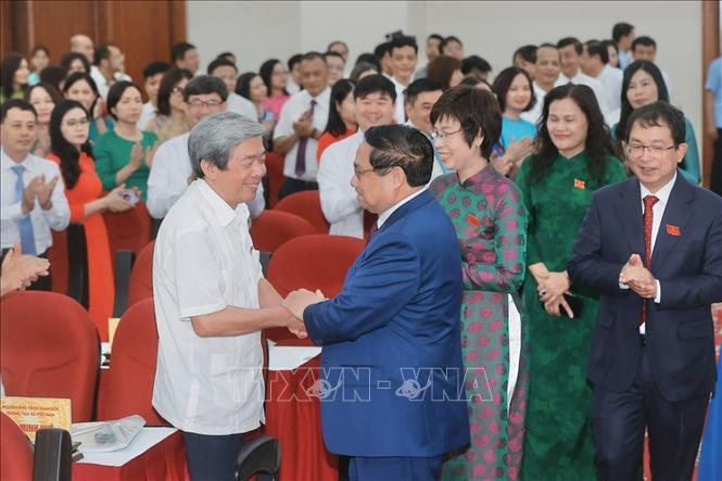 Thủ tướng Phạm Minh Chính với các đại biểu dự Đại hội. Ảnh: Minh Quyết - TTXVN