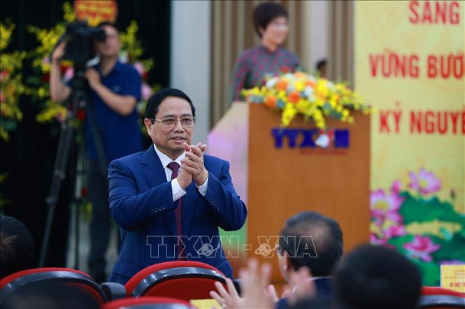 Thủ tướng Chính phủ Phạm Minh Chính dự Đại hội. Ảnh: Dương Giang - TTXVN