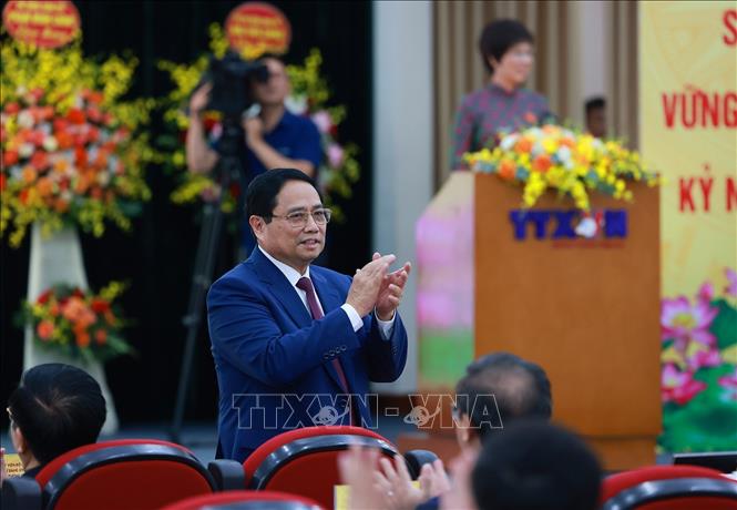 Thủ tướng Chính phủ Phạm Minh Chính dự Đại hội. Ảnh: Dương Giang - TTXVN