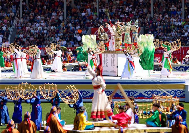 Lễ hội Naadam là một biểu tượng văn hóa quan trọng, thể hiện tinh thần du mục, lòng dũng cảm và sự khéo léo của người Mông Cổ. Ảnh: Thanh Tùng - TTXVN