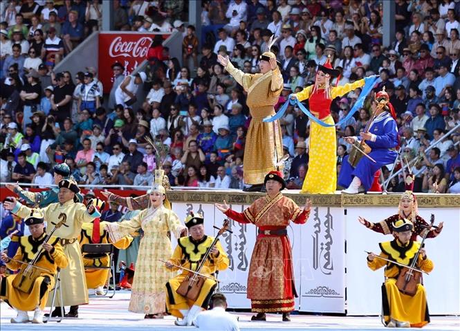 Lễ hội Naadam là một biểu tượng văn hóa quan trọng, thể hiện tinh thần du mục, lòng dũng cảm và sự khéo léo của người Mông Cổ. Ảnh: Thanh Tùng - TTXVN