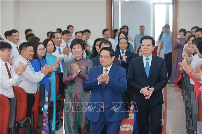 Prime Minister Pham Minh Chinh attends the VNA's Party Congress. VNA Photo
