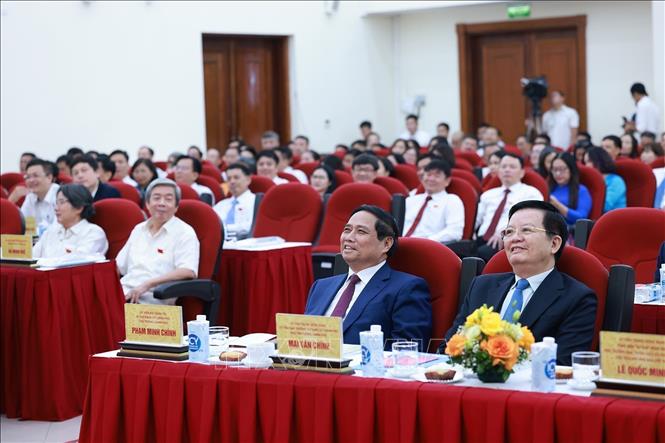 Prime Minister Pham Minh Chinh attends the VNA's Party Congress. VNA Photo