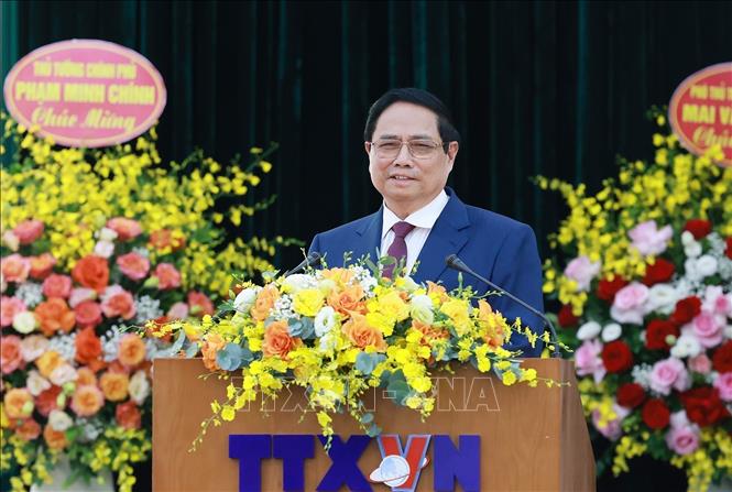 Prime Minister Pham Minh Chinh addresses the VNA's Party Congress. VNA Photo