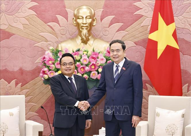  Chủ tịch Quốc hội Trần Thanh Mẫn tiếp Chủ tịch Kiểm toán Nhà nước Lào Viengthavisone Thephachanh. Ảnh: Doãn Tấn - TTXVN