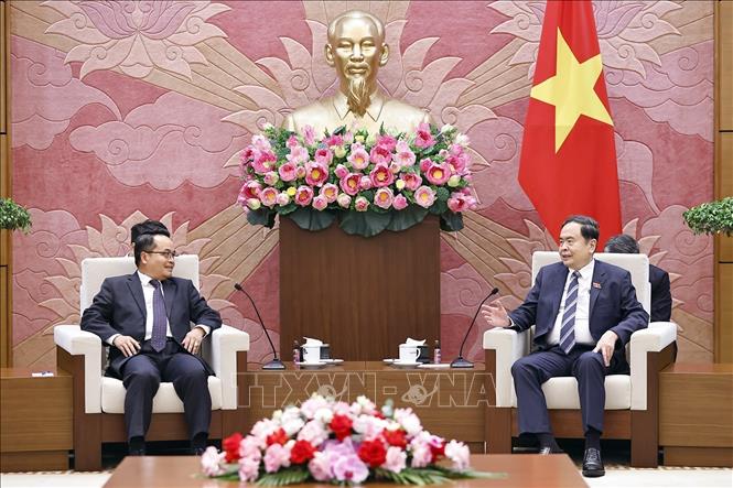  Chủ tịch Quốc hội Trần Thanh Mẫn tiếp Chủ tịch Kiểm toán Nhà nước Lào Viengthavisone Thephachanh. Ảnh: Doãn Tấn - TTXVN