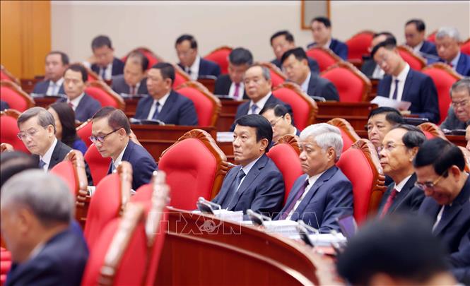 Các đại biểu tham dự Hội nghị lần thứ mười hai Ban Chấp hành Trung ương Đảng khóa XIII. Ảnh: Phạm Kiên - TTXVN