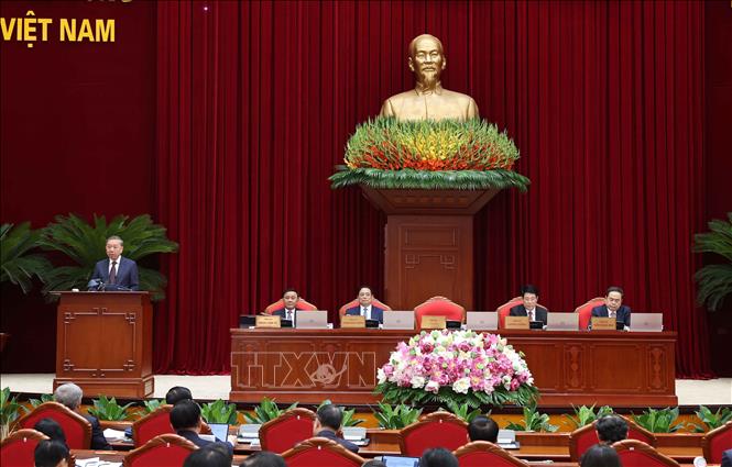 Tổng Bí thư Tô Lâm phát biểu khai mạc Hội nghị lần thứ mười hai Ban Chấp hành Trung ương Đảng khóa XIII. Ảnh: Thống Nhất – TTXVN