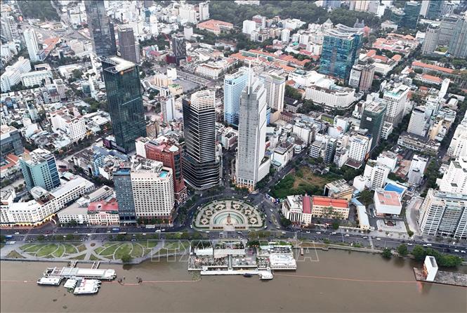 Không gian Trung tâm tài chính quốc tế Thành phố Hồ Chí Minh khu vực phường Bến Thành.
Ảnh: Hồng Đạt - TTXVN
