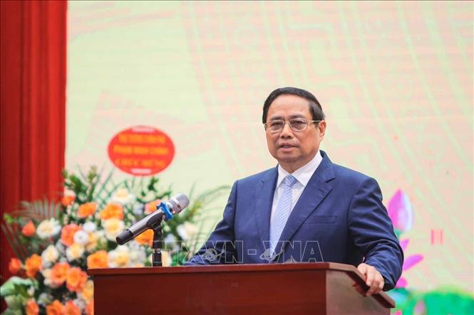 Thủ tướng Phạm Minh Chính phát biểu chỉ đạo. Ảnh: Hoàng Hiếu - TTXVN