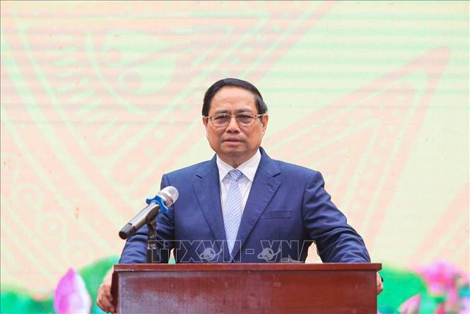 Thủ tướng Phạm Minh Chính phát biểu chỉ đạo. Ảnh: Hoàng Hiếu - TTXVN