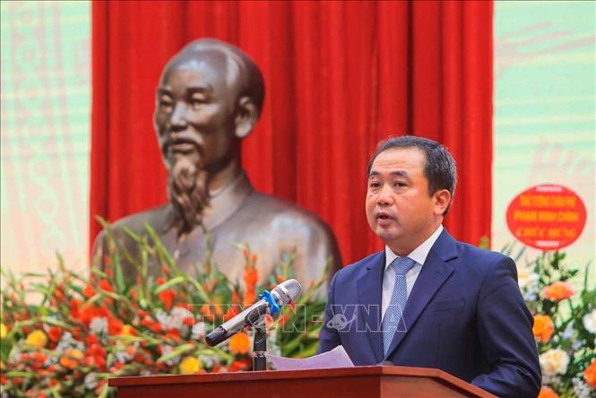 Quyền Bộ trưởng Bộ Nông nghiệp và Môi trường Trần Đức Thắng phát biểu nhận nhiệm vụ. Ảnh: Hoàng Hiếu - TTXVN