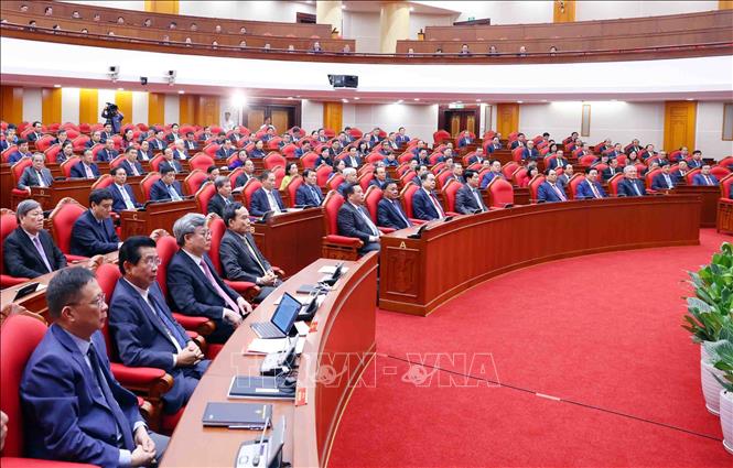 Các đại biểu tham dự bế mạc Hội nghị lần thứ mười hai Ban Chấp hành Trung ương Đảng khóa XIII. Ảnh: Phạm Kiên - TTXVN