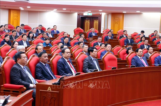 Các đại biểu tham dự bế mạc Hội nghị lần thứ mười hai Ban Chấp hành Trung ương Đảng khóa XIII. Ảnh: Phạm Kiên - TTXVN