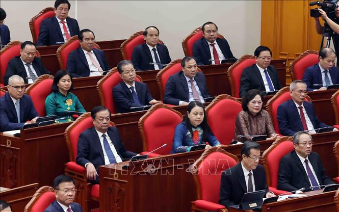 Các đại biểu tham dự bế mạc Hội nghị lần thứ mười hai Ban Chấp hành Trung ương Đảng khóa XIII. Ảnh: Phạm Kiên - TTXVN