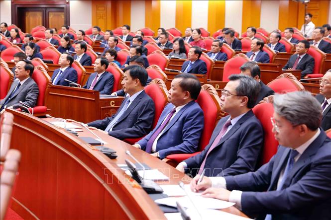 Các đại biểu tham dự bế mạc Hội nghị lần thứ mười hai Ban Chấp hành Trung ương Đảng khóa XIII. Ảnh: Phạm Kiên - TTXVN