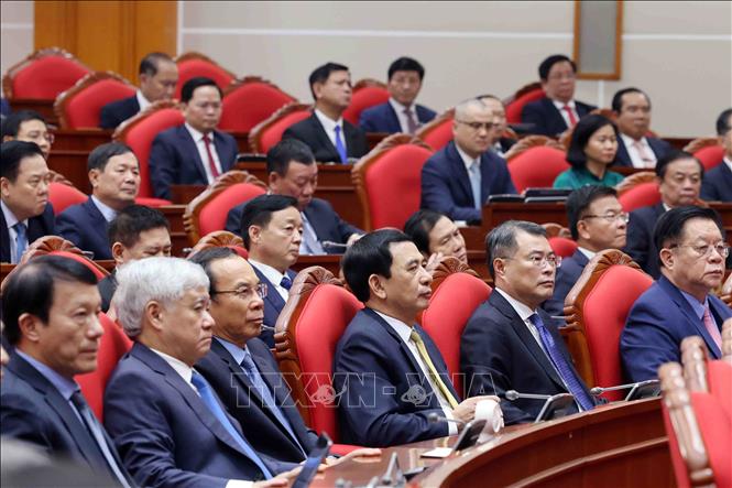 Các đại biểu tham dự bế mạc Hội nghị lần thứ mười hai Ban Chấp hành Trung ương Đảng khóa XIII. Ảnh: Phạm Kiên - TTXVN