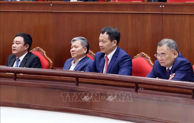 Các đại biểu tham dự Bế mạc Hội nghị lần thứ mười hai Ban Chấp hành Trung ương Đảng khóa XIII. Ảnh: Phạm Kiên - TTXVN